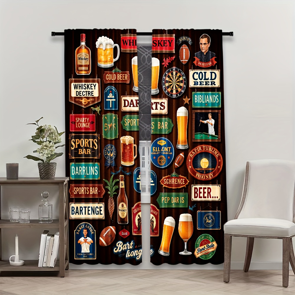 2 Stück Whiskey-Bier-Bar-Vorhä – Home Bar Lounge Bewertung und Preis