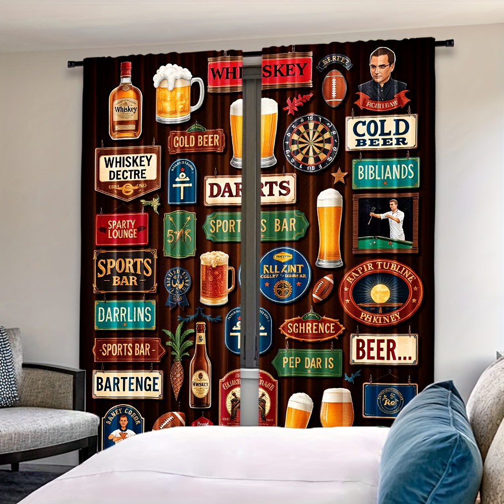 2 Stück Whiskey-Bier-Bar-Vorhä – Home Bar Lounge Bewertung und Preis